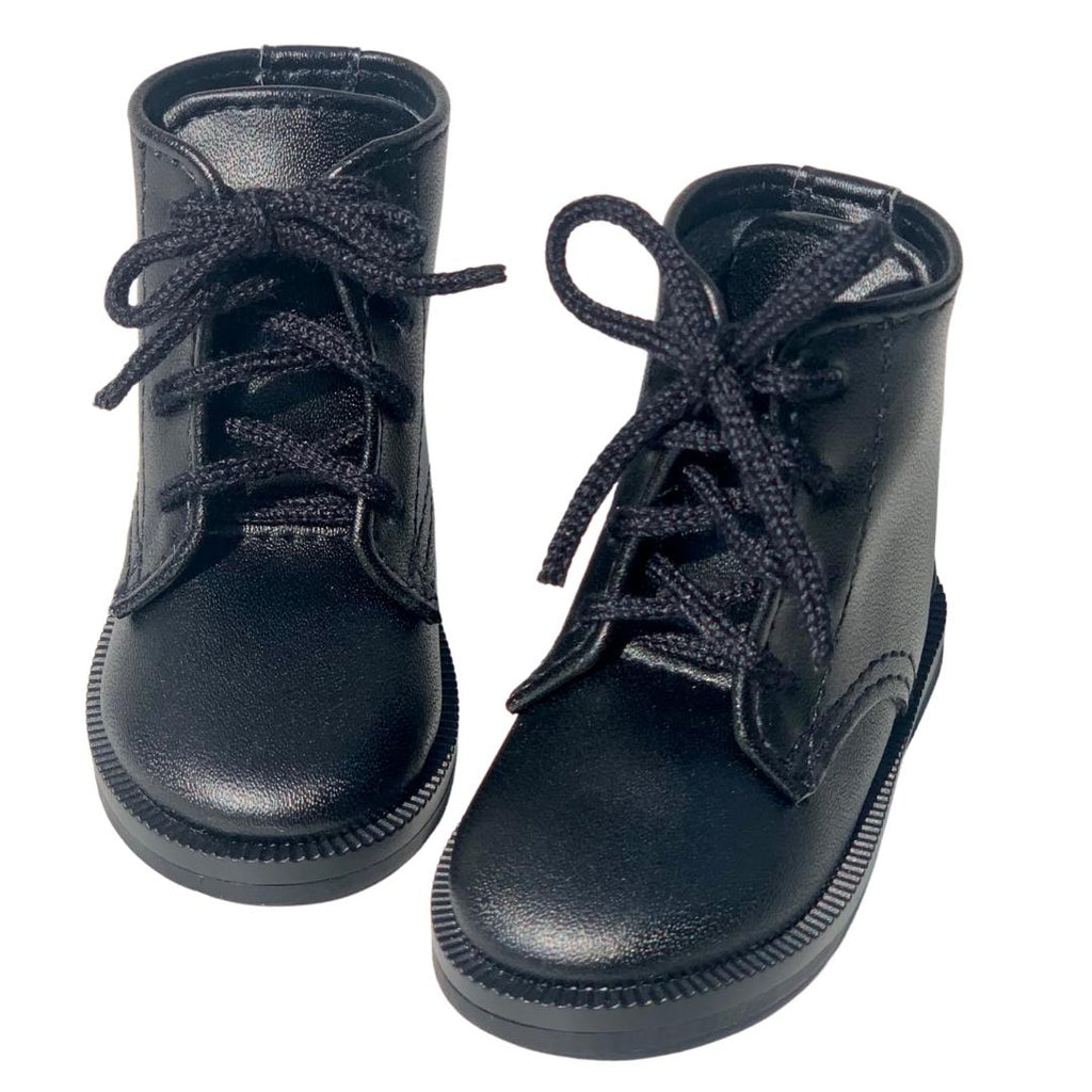 A Girl for All Time : Black Lace Up Boots for 16 inch British dolls