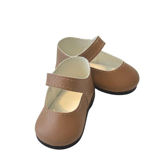 A Girl for All Time Pale Brown Mary Jane Shoes for 16 inch dolls